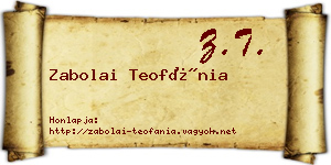 Zabolai Teofánia névjegykártya